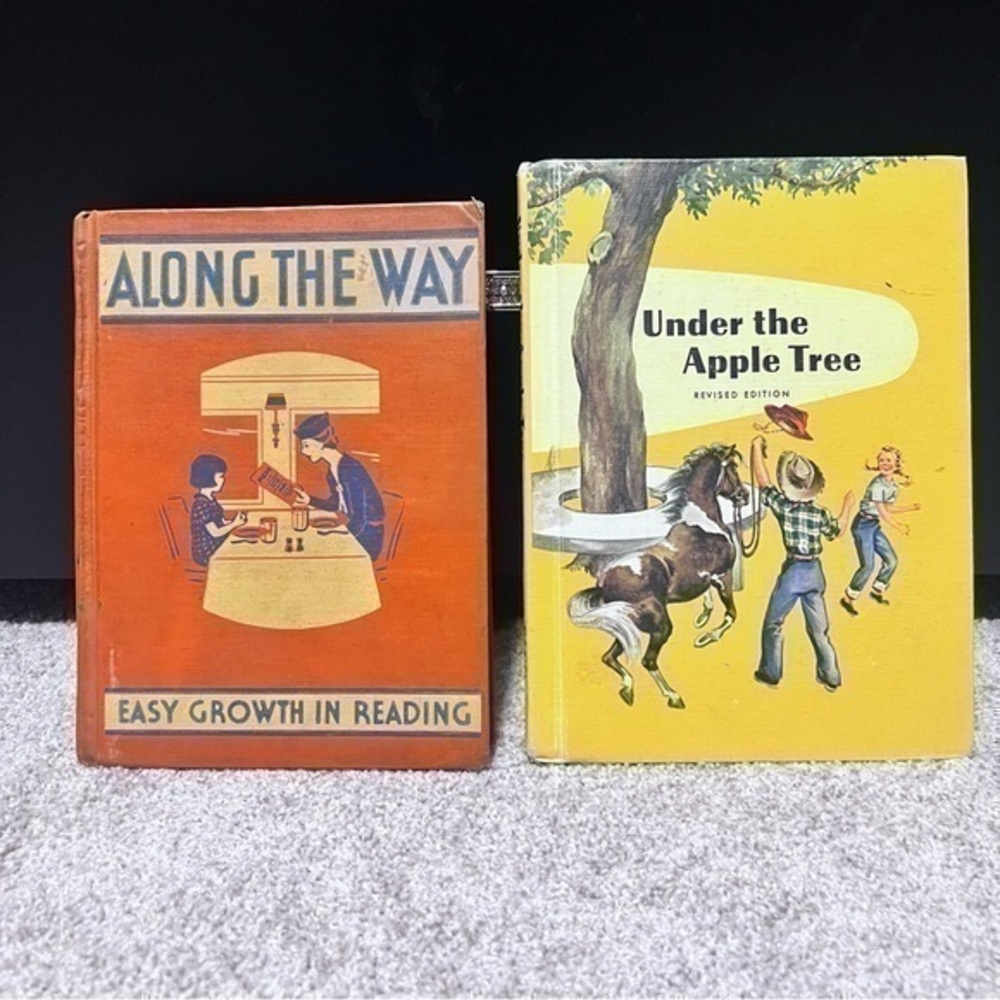 Vintage children’s learn to read hardback books.